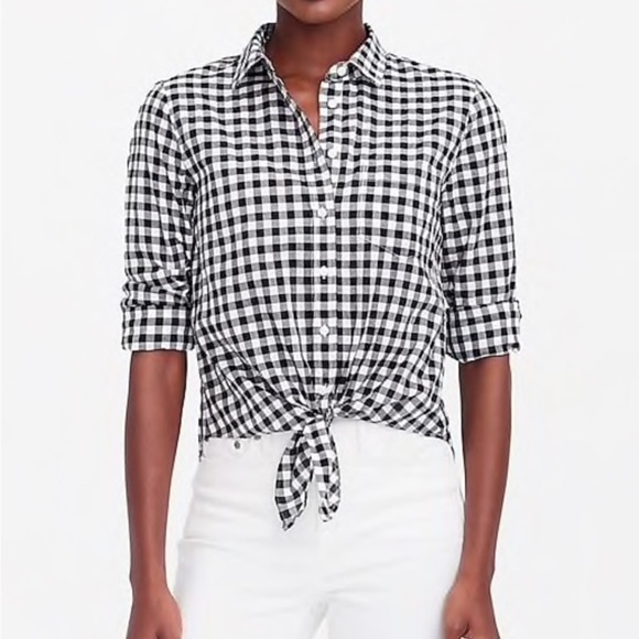 J. Crew Tops - JCREW XS Black and White Checkered Women's Top
